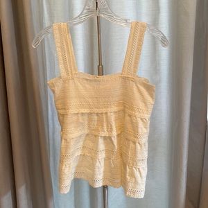 Cotton eyelet fit and flare almost crop top